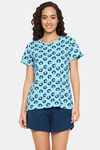Clovia Cotton Shorts Set - Blue — thumbnail 1
