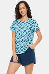 Clovia Cotton Shorts Set - Blue — thumbnail 3