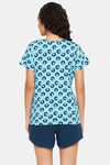 Clovia Cotton Shorts Set - Blue — thumbnail 4