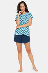 Clovia Cotton Shorts Set - Blue — thumbnail 6