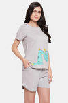 Clovia Cotton Shorts Set - Grey — thumbnail 2
