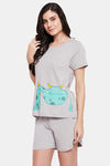 Clovia Cotton Shorts Set - Grey — thumbnail 3