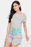 Clovia Cotton Shorts Set - Grey — thumbnail 5