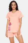 Clovia Cotton Shorts Set - Pink — thumbnail 1