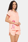 Clovia Cotton Shorts Set - Pink — thumbnail 2