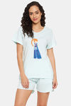 Clovia Cotton Shorts Set - Blue — thumbnail 1