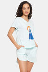 Clovia Cotton Shorts Set - Blue — thumbnail 2