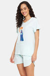 Clovia Cotton Shorts Set - Blue — thumbnail 3