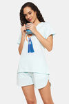 Clovia Cotton Shorts Set - Blue — thumbnail 5