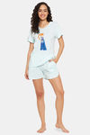 Clovia Cotton Shorts Set - Blue — thumbnail 6