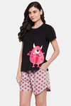 Clovia Cotton Shorts Set - Black — thumbnail 3
