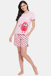 Clovia Cotton Shorts Set - Pink — thumbnail 5