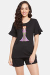 Clovia Cotton Shorts Set - Black — thumbnail 1