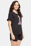 Clovia Cotton Shorts Set - Black — thumbnail 2