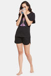 Clovia Cotton Shorts Set - Black — thumbnail 5