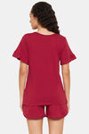 Clovia Cotton Shorts Set - Maroon — thumbnail 4