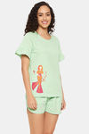 Clovia Cotton Shorts Set - Green — thumbnail 2