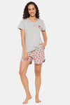 Clovia Cotton Shorts Set - Grey — thumbnail 5
