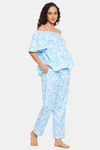 Clovia Rayon Pyajama Set - Blue — thumbnail 2