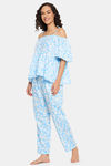 Clovia Rayon Pyajama Set - Blue — thumbnail 3