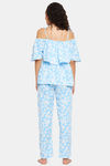 Clovia Rayon Pyajama Set - Blue — thumbnail 4