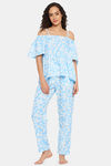 Clovia Rayon Pyajama Set - Blue — thumbnail 5