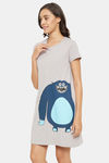 Clovia Cotton Knee Length Nightdress - Grey — thumbnail 3