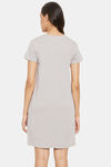 Clovia Cotton Knee Length Nightdress - Grey — thumbnail 4