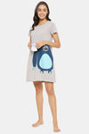 Clovia Cotton Knee Length Nightdress - Grey — thumbnail 5