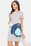Clovia Cotton Knee Length Nightdress - Grey — thumbnail 6