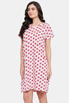 Clovia Cotton Knee Length Nightdress - Pink — thumbnail 3