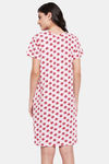 Clovia Cotton Knee Length Nightdress - Pink — thumbnail 4