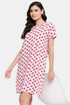 Clovia Cotton Knee Length Nightdress - Pink — thumbnail 5