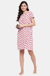 Clovia Cotton Knee Length Nightdress - Pink — thumbnail 6