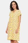 Clovia Cotton Knee Length Nightdress - Yellow — thumbnail 3