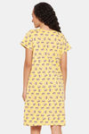 Clovia Cotton Knee Length Nightdress - Yellow — thumbnail 4