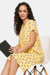 Clovia Cotton Knee Length Nightdress - Yellow — thumbnail 5