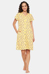 Clovia Cotton Knee Length Nightdress - Yellow — thumbnail 6