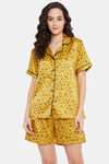 Clovia Satin Shorts Set - Yellow — thumbnail 1