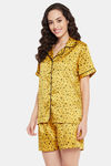 Clovia Satin Shorts Set - Yellow — thumbnail 3
