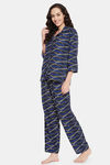 Clovia Rayon Pyjama Set - Blue — thumbnail 3