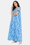 Clovia Cotton Full Length Nightdress - Blue — thumbnail 3
