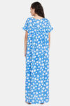 Clovia Cotton Full Length Nightdress - Blue — thumbnail 4