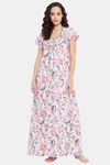 Clovia Cotton Full Length Nightdress - Pink — thumbnail 1