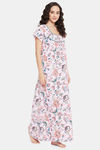 Clovia Cotton Full Length Nightdress - Pink — thumbnail 2