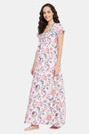 Clovia Cotton Full Length Nightdress - Pink — thumbnail 3