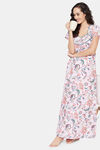 Clovia Cotton Full Length Nightdress - Pink — thumbnail 5