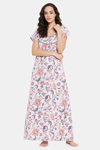 Clovia Cotton Full Length Nightdress - Pink — thumbnail 6
