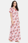 Clovia Cotton Full Length Nightdress - Pink — thumbnail 2