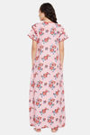 Clovia Cotton Full Length Nightdress - Pink — thumbnail 4